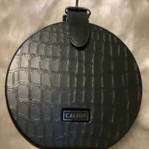 Calpak Black Croc-Embossed Circle Bag